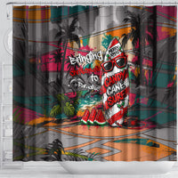 Tropical Christmas In July Candy Cane Surf Shower Curtain Vibrant Street Art Beach Graffiti Graphic