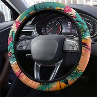 Tropical Christmas In July Candy Cane Surf Steering Wheel Cover Vibrant Street Art Beach Graffiti Graphic
