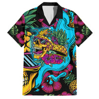 Pineapple Skull Family Matching Short Sleeve Bodycon Dress and Hawaiian Shirt Sumer Time TS04 Dad's Shirt - Short Sleeve Multicolor - Polynesian Pride