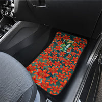 Fiji Taveuni Parrot Car Mats Tropical Waterfall Landscape With Floral Tribal Pattern TS04 - Polynesian Pride