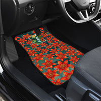 Fiji Taveuni Parrot Car Mats Tropical Waterfall Landscape With Floral Tribal Pattern TS04 - Polynesian Pride
