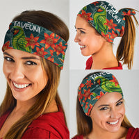 Fiji Taveuni Parrot Neck Gaiter Tropical Waterfall Landscape With Floral Tribal Pattern