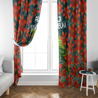 Fiji Taveuni Parrot Window Curtain Tropical Waterfall Landscape With Floral Tribal Pattern TS04 - Polynesian Pride