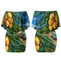 Hawaiian Mango Tropical Beach Couples Matching Off Shoulder Short Dress and Hawaiian Shirt Scenic Island Nature Exotic Fruit Graphic TS04 - Polynesian Pride