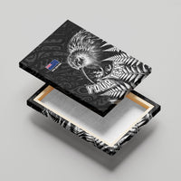 Personalized New Zealand Kiwi Bird Canvas Wall Art Grunge Maori Tribal Pattern Silver Fern