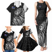 Personalized New Zealand Kiwi Bird Family Matching Tank Maxi Dress and Hawaiian Shirt Grunge Maori Tribal Pattern Silver Fern TS04 - Polynesian Pride