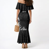 Personalized New Zealand Kiwi Bird Mermaid Dress Grunge Maori Tribal Pattern Silver Fern TS04 - Polynesian Pride