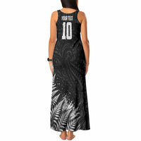 Personalized New Zealand Kiwi Bird Tank Maxi Dress Grunge Maori Tribal Pattern Silver Fern TS04 - Polynesian Pride