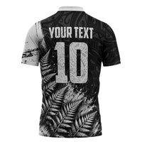 Personalized New Zealand Kiwi Bird Zipper Polo Shirt Grunge Maori Tribal Pattern Silver Fern TS04 - Polynesian Pride