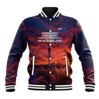 New Zealand Aotearoa Kiwi UFO Baseball Jacket Sci-Fi Galaxy Sunset Sky Tower And Mountain TS04 Unisex Blue Red - Polynesian Pride