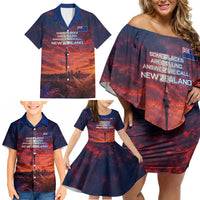 New Zealand Aotearoa Kiwi UFO Family Matching Off Shoulder Short Dress and Hawaiian Shirt Sci-Fi Galaxy Sunset Sky Tower And Mountain TS04 - Polynesian Pride