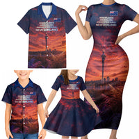 New Zealand Aotearoa Kiwi UFO Family Matching Short Sleeve Bodycon Dress and Hawaiian Shirt Sci-Fi Galaxy Sunset Sky Tower And Mountain TS04 - Polynesian Pride