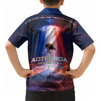 New Zealand Aotearoa Kiwi UFO Kid Hawaiian Shirt Sci-Fi Galaxy Sunset Sky Tower And Mountain TS04 - Polynesian Pride