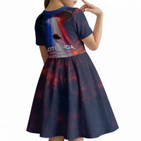 New Zealand Aotearoa Kiwi UFO Kid Short Sleeve Dress Sci-Fi Galaxy Sunset Sky Tower And Mountain TS04 - Polynesian Pride