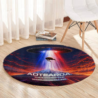 New Zealand Aotearoa Kiwi UFO Round Carpet Sci-Fi Galaxy Sunset Sky Tower And Mountain TS04 - Polynesian Pride