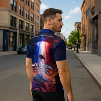 New Zealand Aotearoa Kiwi UFO Zipper Polo Shirt Sci-Fi Galaxy Sunset Sky Tower And Mountain TS04 - Polynesian Pride