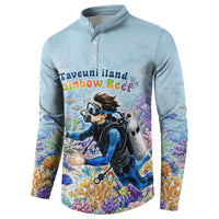 Fiji Taveuni Rainbow Reef Button Sweatshirt Scuba Diver Vibrant Undersea Coral Garden Watercolor TS04 - Polynesian Pride