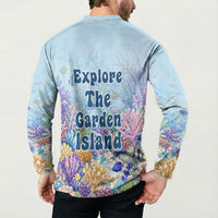 Fiji Taveuni Rainbow Reef Button Sweatshirt Scuba Diver Vibrant Undersea Coral Garden Watercolor TS04 - Polynesian Pride