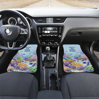 Fiji Taveuni Rainbow Reef Car Mats Scuba Diver Vibrant Undersea Coral Garden Watercolor TS04 Set 2pcs - Front Blue - Polynesian Pride