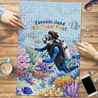Fiji Taveuni Rainbow Reef Puzzle Scuba Diver Vibrant Undersea Coral Garden Watercolor TS04 Blue - Polynesian Pride