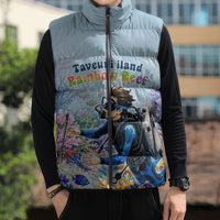Fiji Taveuni Rainbow Reef Sleeveless Puffer Jacket Scuba Diver Vibrant Undersea Coral Garden Watercolor TS04 - Polynesian Pride