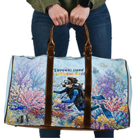 Fiji Taveuni Rainbow Reef Travel Bag Scuba Diver Vibrant Undersea Coral Garden Watercolor TS04 Blue - Polynesian Pride