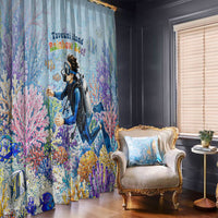 Fiji Taveuni Rainbow Reef Window Curtain Scuba Diver Vibrant Undersea Coral Garden Watercolor TS04 - Polynesian Pride