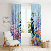 Fiji Taveuni Rainbow Reef Window Curtain Scuba Diver Vibrant Undersea Coral Garden Watercolor TS04 - Polynesian Pride