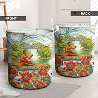 Fiji Taveuni Island Dateline Crossing Laundry Basket Tropical Cultural Landscape With Tagimoucia Floral Pattern TS04 - Polynesian Pride