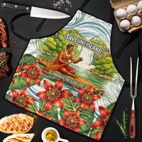 Fiji Taveuni Island Dateline Crossing Apron Tropical Cultural Landscape With Tagimoucia Floral Pattern TS04 White Green - Polynesian Pride
