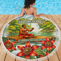 Fiji Taveuni Island Dateline Crossing Beach Blanket Tropical Cultural Landscape With Tagimoucia Floral Pattern TS04 - Polynesian Pride