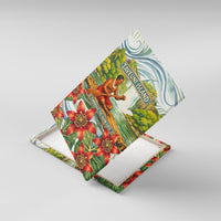 Fiji Taveuni Island Dateline Crossing Canvas Wall Art Tropical Cultural Landscape With Tagimoucia Floral Pattern TS04 With Frame White Green - Polynesian Pride