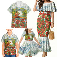 Fiji Taveuni Island Dateline Crossing Family Matching Mermaid Dress and Hawaiian Shirt Tropical Cultural Landscape With Tagimoucia Floral Pattern TS04 - Polynesian Pride