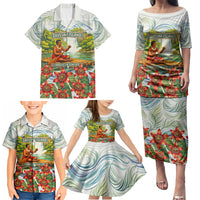 Fiji Taveuni Island Dateline Crossing Family Matching Puletasi and Hawaiian Shirt Tropical Cultural Landscape With Tagimoucia Floral Pattern TS04 - Polynesian Pride