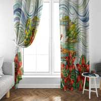 Fiji Taveuni Island Dateline Crossing Window Curtain Tropical Cultural Landscape With Tagimoucia Floral Pattern TS04 - Polynesian Pride