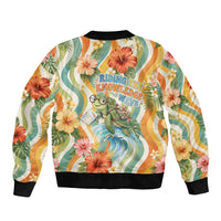 Hawaii Aloha Academy Back To School Bomber Jacket Sea Turtle Tropical Hibiscus Flowers Retro Psychedelic TS04 - Polynesian Pride