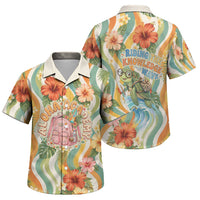 Hawaii Aloha Academy Back To School Family Matching Tank Maxi Dress and Hawaiian Shirt Sea Turtle Tropical Hibiscus Flowers Retro Psychedelic TS04 Son's Shirt Orange Green - Polynesian Pride