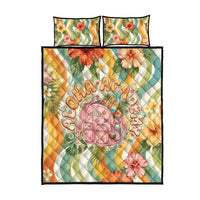 Hawaii Aloha Academy Back To School Quilt Bed Set Sea Turtle Tropical Hibiscus Flowers Retro Psychedelic TS04 - Polynesian Pride
