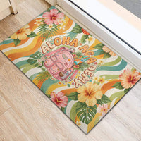 Hawaii Aloha Academy Back To School Rubber Doormat Sea Turtle Tropical Hibiscus Flowers Retro Psychedelic TS04 - Polynesian Pride