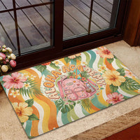 Hawaii Aloha Academy Back To School Rubber Doormat Sea Turtle Tropical Hibiscus Flowers Retro Psychedelic TS04 - Polynesian Pride