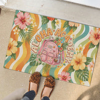 Hawaii Aloha Academy Back To School Rubber Doormat Sea Turtle Tropical Hibiscus Flowers Retro Psychedelic TS04 - Polynesian Pride