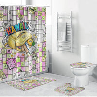 Hawaii Cruising Back To School Bathroom Set Grid Pattern With School Bag And Vintage Surf Van TS04 Bathroom Set (4 pcs) White Yellow - Polynesian Pride