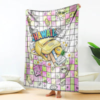 Hawaii Cruising Back To School Blanket Grid Pattern With School Bag And Vintage Surf Van TS04 - Polynesian Pride