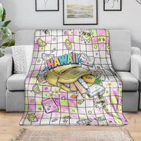 Hawaii Cruising Back To School Blanket Grid Pattern With School Bag And Vintage Surf Van TS04 - Polynesian Pride