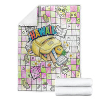 Hawaii Cruising Back To School Blanket Grid Pattern With School Bag And Vintage Surf Van TS04 - Polynesian Pride