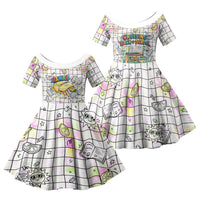 Hawaii Cruising Back To School Family Matching Tank Maxi Dress and Hawaiian Shirt Grid Pattern With School Bag And Vintage Surf Van TS04 Daughter's Dress White Yellow - Polynesian Pride