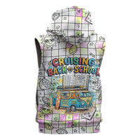 Hawaii Cruising Back To School Sleeveless Zip Hoodie Grid Pattern With School Bag And Vintage Surf Van TS04 - Polynesian Pride