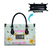 Personalized Hawaii Back To School Dolphin Leather Bag Grid Notebook Background With Dolphin Mascot And Plumeria Flowers TS04 - Polynesian Pride