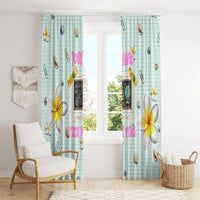 Personalized Hawaii Back To School Dolphin Window Curtain Grid Notebook Background With Dolphin Mascot And Plumeria Flowers TS04 - Polynesian Pride