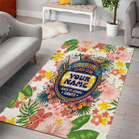 Personalized Hawaii School Club Back To Class Area Rug Retro Tropical Hibiscus Pattern With Open Notebook TS04 - Polynesian Pride